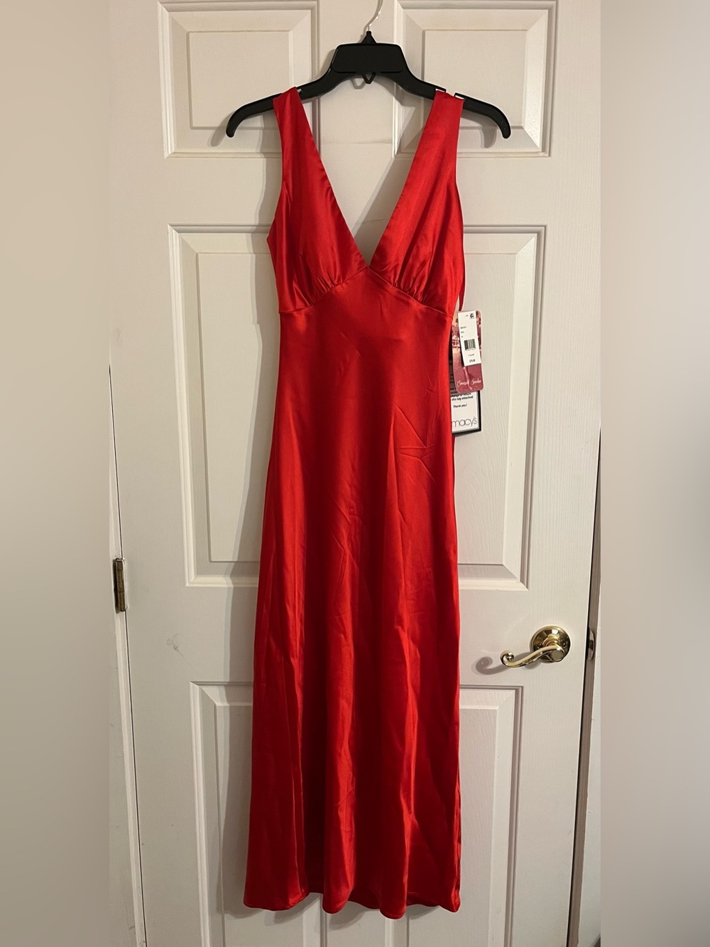 Emerald Sundae Red Satin Open back Dress